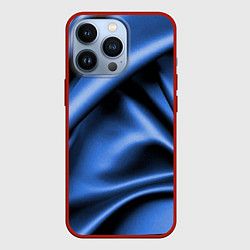 Чехол для iPhone 13 Pro Складки гладкой синей ткани, цвет: 3D-красный