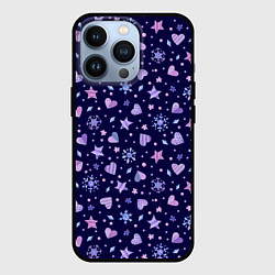 Чехол для iPhone 13 Pro Новогодние сердечки, цвет: 3D-черный