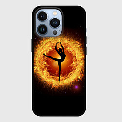 Чехол для iPhone 13 Pro Танец балерины в огненном шаре, цвет: 3D-черный