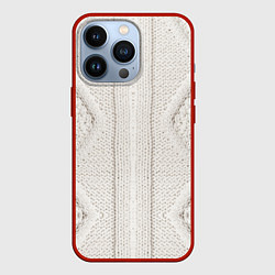 Чехол для iPhone 13 Pro Имитация - вязаная структура, цвет: 3D-красный