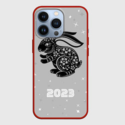 Чехол для iPhone 13 Pro Символ 2023 года черный водяной кролик, цвет: 3D-красный