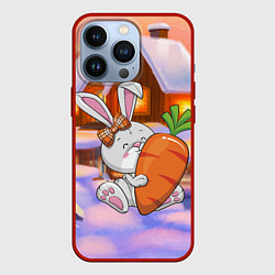Чехол для iPhone 13 Pro Зайчик с большой морковью, цвет: 3D-красный