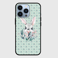 Чехол для iPhone 13 Pro Кролик в цветах, цвет: 3D-черный