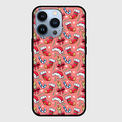 Чехол для iPhone 13 Pro Christmas pattern, цвет: 3D-черный