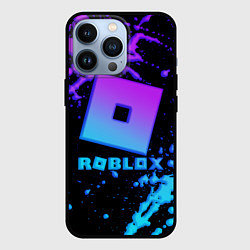 Чехол для iPhone 13 Pro Roblox logo neon gradient, цвет: 3D-черный