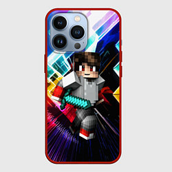 Чехол для iPhone 13 Pro Minecraft - warrior - sword, цвет: 3D-красный