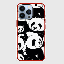 Чехол для iPhone 13 Pro С пандами паттерн, цвет: 3D-красный