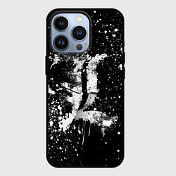 Чехол для iPhone 13 Pro Тетрадь смерти белые брызги, цвет: 3D-черный