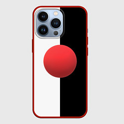 Чехол для iPhone 13 Pro Красный шар на черно-белом фоне с объемным эффекто, цвет: 3D-красный