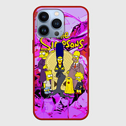 Чехол для iPhone 13 Pro The flighty Simpsons family, цвет: 3D-красный
