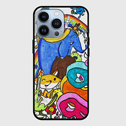 Чехол для iPhone 13 Pro Мультяшные зверьки, цвет: 3D-черный