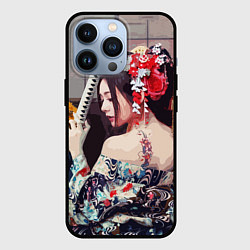 Чехол для iPhone 13 Pro Японская девушка с самурайским мечом, цвет: 3D-черный