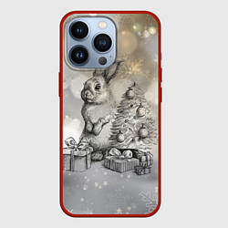 Чехол для iPhone 13 Pro Кролик карандошом, цвет: 3D-красный