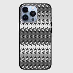 Чехол для iPhone 13 Pro Серый геометрический полосатый орнамент, цвет: 3D-черный