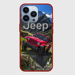 Чехол для iPhone 13 Pro Chrysler Jeep Wrangler Rubicon - горы, цвет: 3D-красный