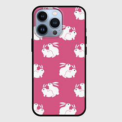 Чехол для iPhone 13 Pro Сексуальные кролики на розовом, цвет: 3D-черный