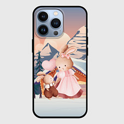 Чехол для iPhone 13 Pro Зайчиха и зайчонок, цвет: 3D-черный