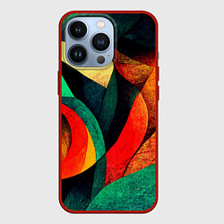 Чехол для iPhone 13 Pro Текстурированная цветная абстракция, цвет: 3D-красный