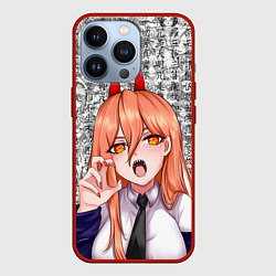 Чехол для iPhone 13 Pro Человек - бензопила Пауэр ахегао, цвет: 3D-красный