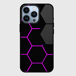 Чехол для iPhone 13 Pro Крупные неоновые соты, цвет: 3D-черный