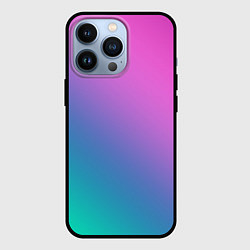 Чехол для iPhone 13 Pro Розовый с бирюзовым и синим градиент, цвет: 3D-черный