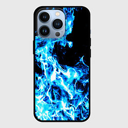 Чехол для iPhone 13 Pro Красивый неоновый синий огонь, цвет: 3D-черный