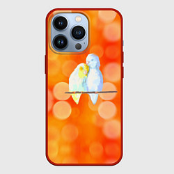 Чехол для iPhone 13 Pro Пара влюбленных попугаев, цвет: 3D-красный