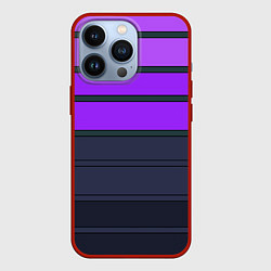 Чехол для iPhone 13 Pro Полосатый узор в серых и фиолетовых тонах, цвет: 3D-красный