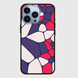 Чехол для iPhone 13 Pro Бело-фиолетово-красный паттерн из камней, цвет: 3D-черный