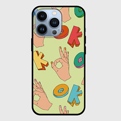 Чехол для iPhone 13 Pro Emoji ok, цвет: 3D-черный