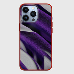 Чехол для iPhone 13 Pro Фиолетовые волны, цвет: 3D-красный