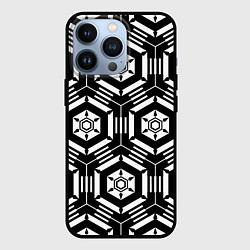 Чехол для iPhone 13 Pro Абстрактный геометрический узор на тему техники, цвет: 3D-черный
