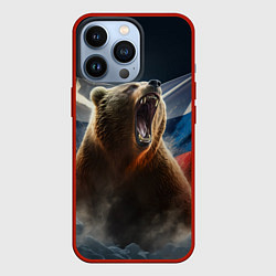 Чехол для iPhone 13 Pro Русский медведь патриот, цвет: 3D-красный