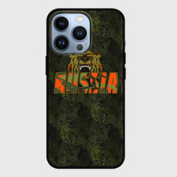 Чехол для iPhone 13 Pro Russia камуфляж, цвет: 3D-черный