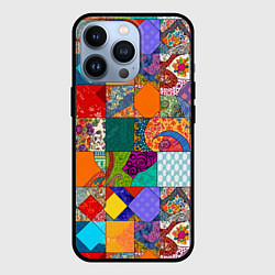 Чехол для iPhone 13 Pro Разноцветные лоскуты, цвет: 3D-черный