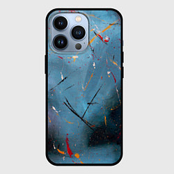 Чехол для iPhone 13 Pro Тёмно-синий абстрактный туман и краски, цвет: 3D-черный