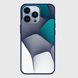 Чехол для iPhone 13 Pro Серо-бело-синий каменный паттерн, цвет: 3D-тёмно-синий