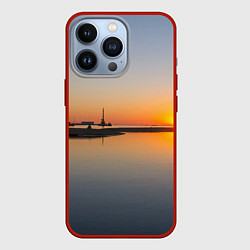 Чехол для iPhone 13 Pro Санкт-Петербург, закат на Финском заливе, цвет: 3D-красный