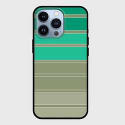 Чехол для iPhone 13 Pro Полосатый оливковый зеленый изумрудный узор, цвет: 3D-черный