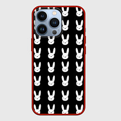 Чехол для iPhone 13 Pro Bunny pattern black, цвет: 3D-красный