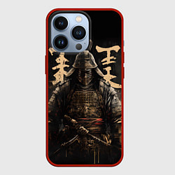 Чехол для iPhone 13 Pro Самурай и надписи, цвет: 3D-красный