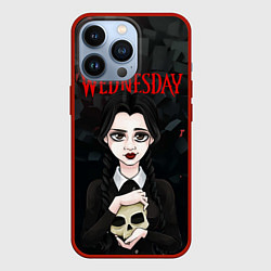 Чехол для iPhone 13 Pro Wednesday black, цвет: 3D-красный