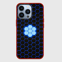 Чехол для iPhone 13 Pro Сталь железные соты абстрактные, цвет: 3D-красный