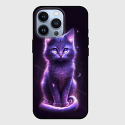 Чехол для iPhone 13 Pro Неоновый котик в лесу, цвет: 3D-черный