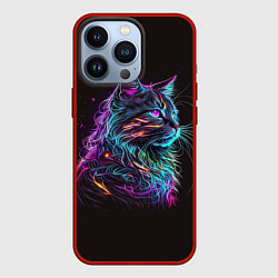 Чехол для iPhone 13 Pro Неоновая кошечка, цвет: 3D-красный