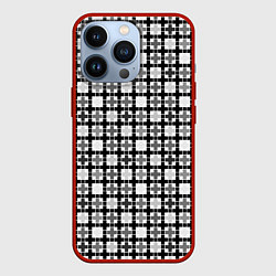 Чехол для iPhone 13 Pro Черно-белый геометрический мелкий узор, цвет: 3D-красный