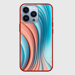 Чехол для iPhone 13 Pro Кораллово-голубая абстрактная волна, цвет: 3D-красный