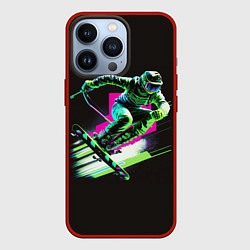 Чехол для iPhone 13 Pro Лыжник в прыжке, цвет: 3D-красный
