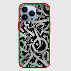 Чехол для iPhone 13 Pro Черно-белая каллиграфия, цвет: 3D-красный