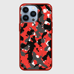 Чехол для iPhone 13 Pro Красно-черный камуфляж, цвет: 3D-красный
